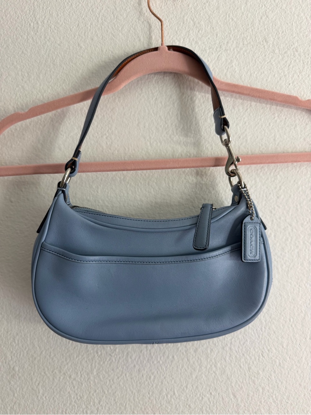 Vintage Coach y2k 7593 Hamptons Leather Mini Hobo Pool Blue Shoulder Bag Purse